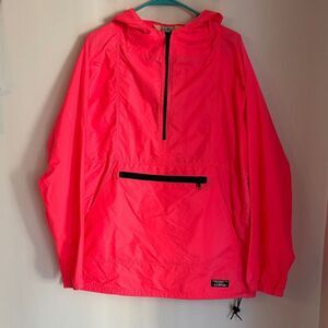 Vintage L.L. Bean Men’s Unisex Neon orange pullover windbreaker light jacket MED